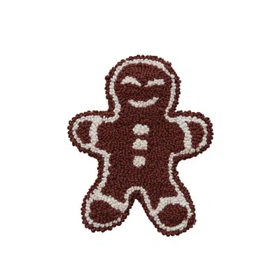 Creative Co-op Cotton Tufted Gingerbread Cookie Shaped Pot Holder In Brown