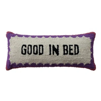 Creative Co-op Cotton Tufted Lumbar Pillow “good In Bed” In Multicolor