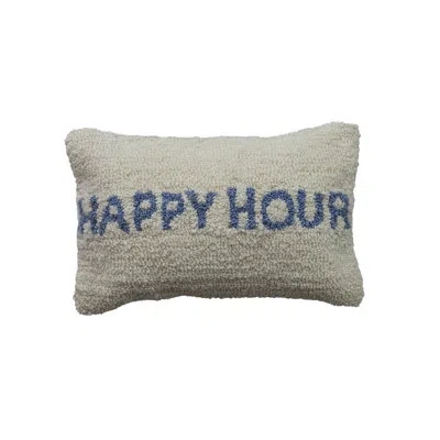 Creative Co-op Cotton Tufted Lumbar Pillow “happy Hour” In Blue;natural