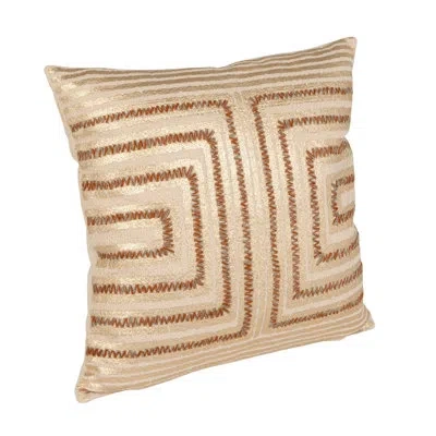 Creative Co-op Cotton Velvet Square Pillow In Gold Geometric