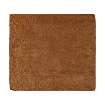 Creative Co-op Cotton Velvet Throw With Hand-embroidered Kantha Stitch And Blanket Stitch Edge In Brown