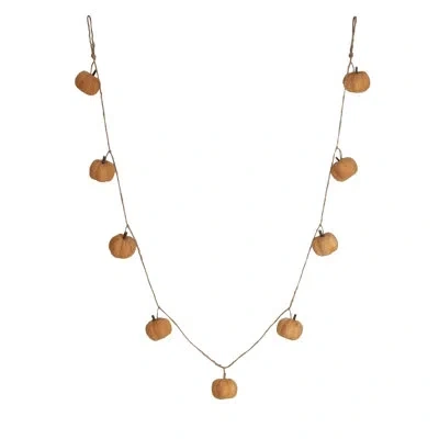 Creative Co-op Decorative Felt Pumpkin Garland With Jute Cord In Orange;natural