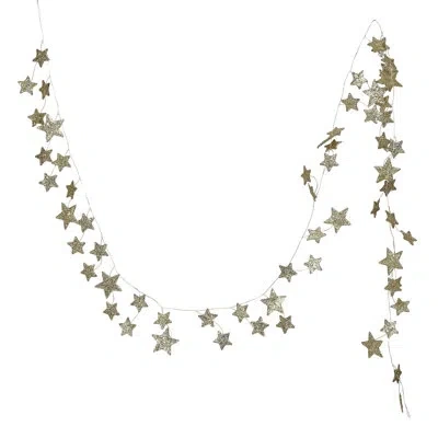 Creative Co-op Decorative Glitter Paper Star Garland In Gold