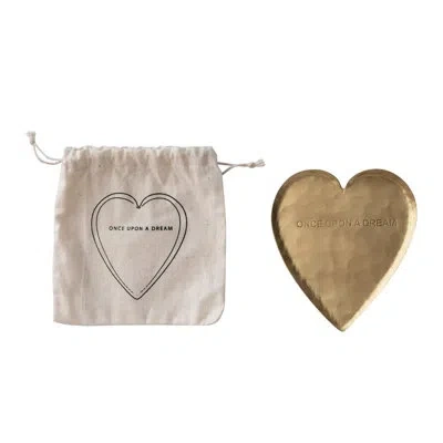 Creative Co-op Decorative Hammered Brass Heart Shaped Dish