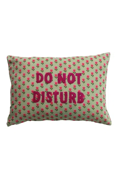 Creative Co-op Do Not Disturb Pillow In Green In Brown