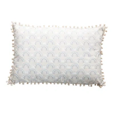 Creative Co-op Embroidered Cotton Reversible Throw Pillow