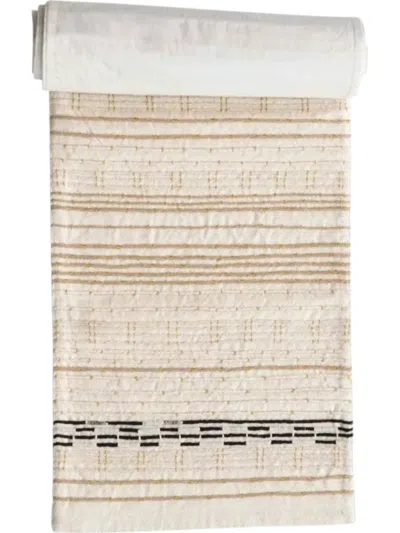 Creative Co-op Embroidered Table Runner In Gold Metallic In Neutral