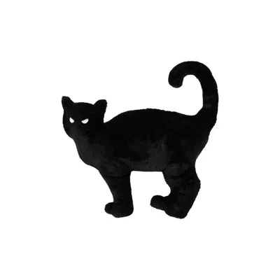 Creative Co-op Fabric Cat Shaped Pillow In Black