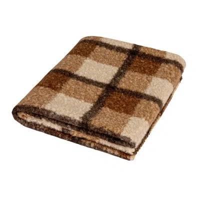 Creative Co-op Fabric Faux Sherpa Throw In Brown