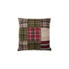 Creative Co-op Fabric Pillow With Patchwork Plaid Pattern In Multicolor