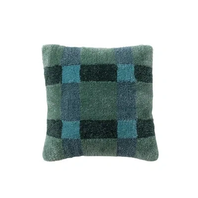 Creative Co-op Fabric Tufted Indoor/outdoor Pillow With Plaid Pattern In Green