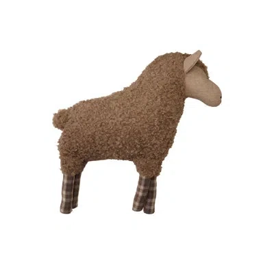 Creative Co-op Faux Sherpa Sheep Shaped Pillow In Brown