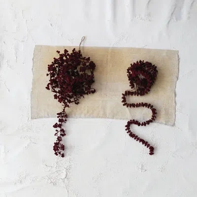 Creative Co-op Flocked Foam Ball Garland In Burgundy