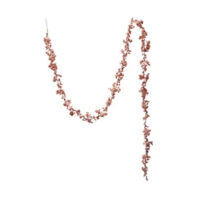 Creative Co-op Flocked Foam Ball Garland In Pink