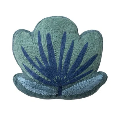 Creative Co-op Flower Shaped Woven Fabric Indoor/outdoor Pillow With Embroidery In Multicolor