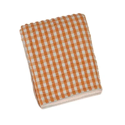 Creative Co-op Gingham Cotton Throw With Sherpa Backing, Multicolor In Orange;natural