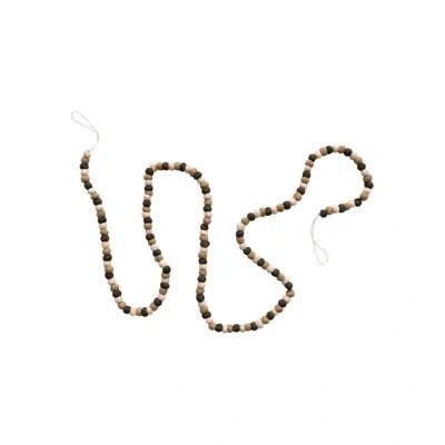 Creative Co-op Handmade Wool Felt Ball Garland In Brown;cream