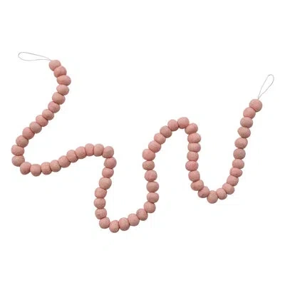 Creative Co-op Handmade Wool Felt Ball Garland In Pink