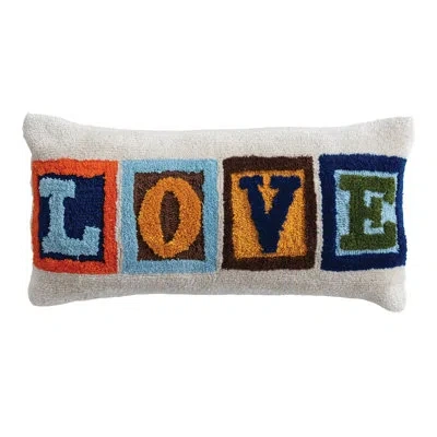 Creative Co-op Indoor/outdoor Fabric Tufted Lumbar Pillow "love" In Multi