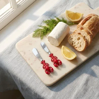 Creative Co-op Lobster Handle Zinc Canape Knives, Red