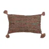 CREATIVE CO-OP LUMBAR PILLOW WITH TASSELS IN BROWN