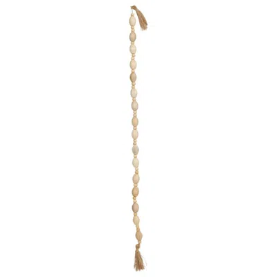 Creative Co-op Mango Wood Bead Garland In Natural In Brown