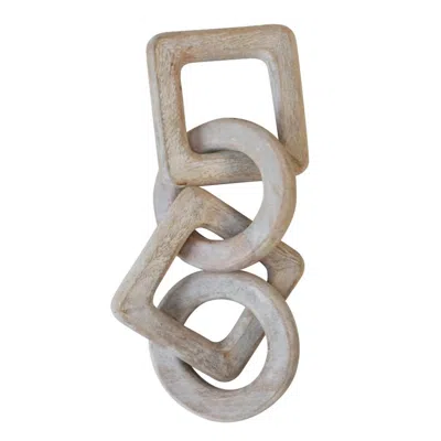 Creative Co-op Mango Wood Chain In Whitewashed In Gray