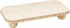 Creative Co-op Mango Wood Pedestal With Wood Beads Serving Tray In Natural
