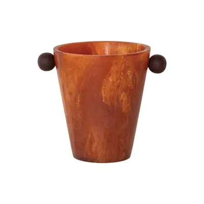 Creative Co-op Marbled Resin Bottle Cooler With Ball Handles, Orange And Brown In Orange;brown