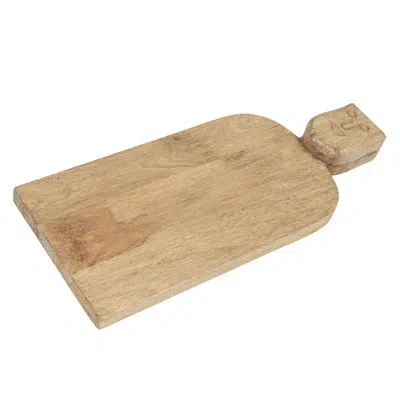 Creative Co-op Medium Hand-carved Mango Wood Cheese Slicer And Cutting Board With Face Handle Design And Combed Fin