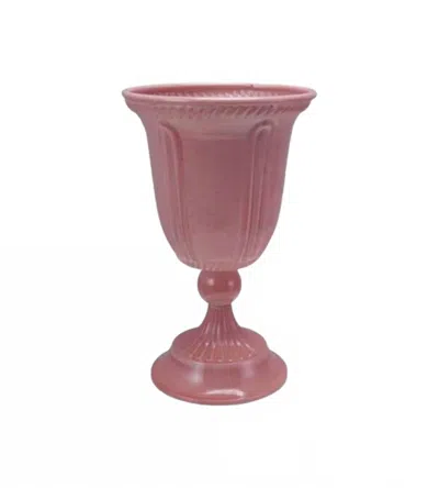 Creative Co-op Metal Footed Decorative Urn In Pink In Brown