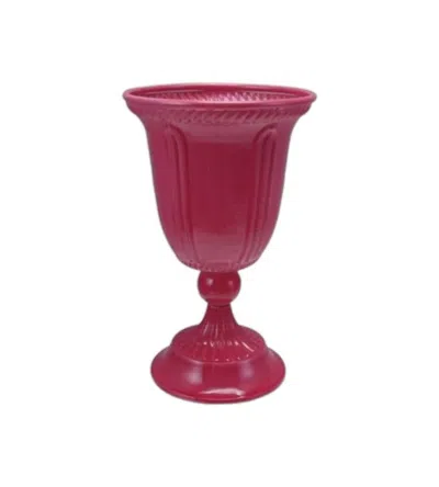 Creative Co-op Metal Footed Decorative Urn In Red In Pink