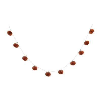 Creative Co-op Paper Folding Honeycomb Pumpkin Garland With Twig Stems In Kraft Box In Rust