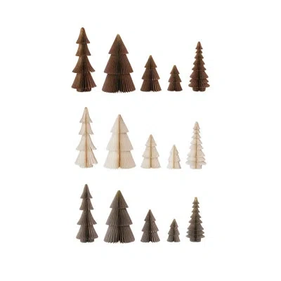 Creative Co-op Paper Folding Honeycomb Trees With Gold Glitter In Multicolor