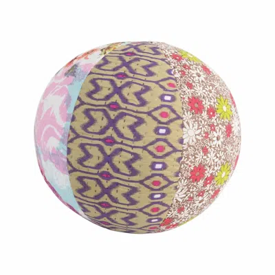 Creative Co-op Patchwork Quilt Ball Pillow In Multi Color