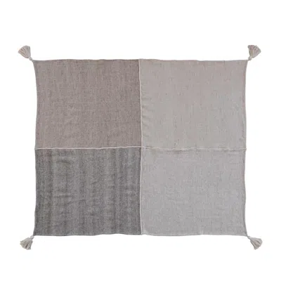 Creative Co-op Patchwork Throw Blanket In Grey In Brown