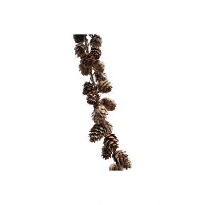 Creative Co-op Pinecone Garland With Glitter And Jute Cord In Natural