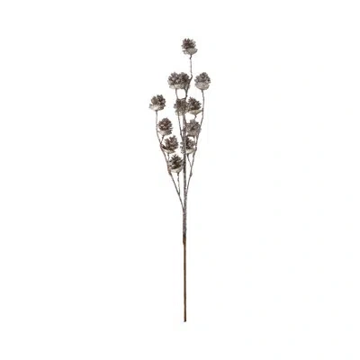 Creative Co-op Plastic Pinecone Stem With Glitter In Champagne