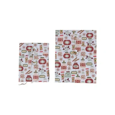 Creative Co-op Printed Paper Gift Bags With Holiday Patterns In Multicolor