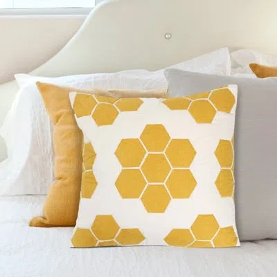 Creative Co-op Quilted Cotton Pillow With Honeycomb Pattern