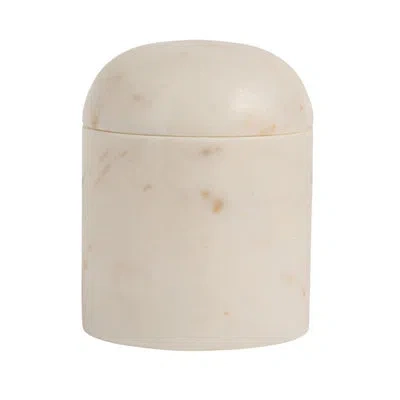 Creative Co-op Round Marble Salt Cellar In White