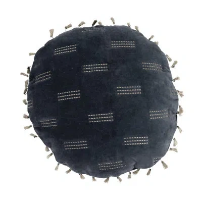 Creative Co-op Round Pillow Cover & Insert In Blue