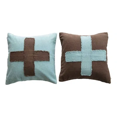 Creative Co-op Set Of 2, 20" Square Cotton Pillow