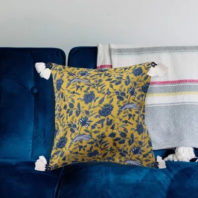 Creative Co-op Square Cotton Pillow Cover & Insert In Yellow