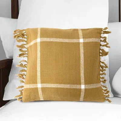 Creative Co-op Square Cotton Pillow Cover & Insert In Olive