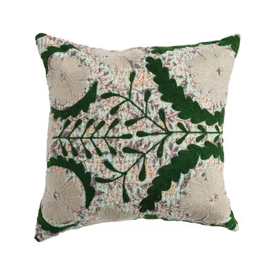 Creative Co-op Square Cotton Voile Printed Pillow With Suzani Pattern In Multicolor