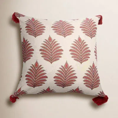 Creative Co-op Square Fern Frond Pillow With Tassels In Pillow Cover Only - No Insert