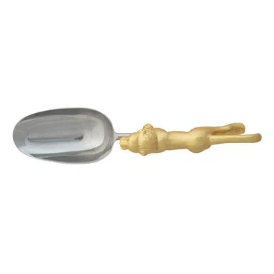 Creative Co-op Stainless Steel And Cast Aluminum Scoop With Lion Shaped Handle In Gold