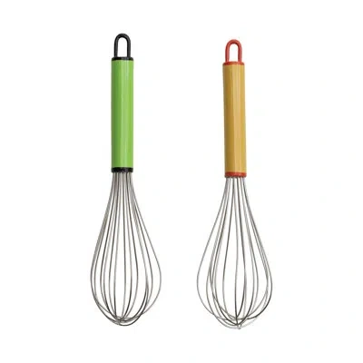 Creative Co-op Stainless Steel Whisks With Enameled Aluminum Handles In Brass;copper