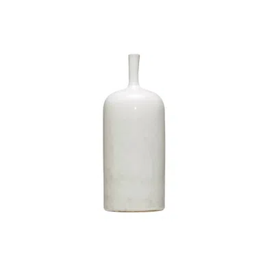 Creative Co-op Stoneware Vase With Glaze 12.5" In White